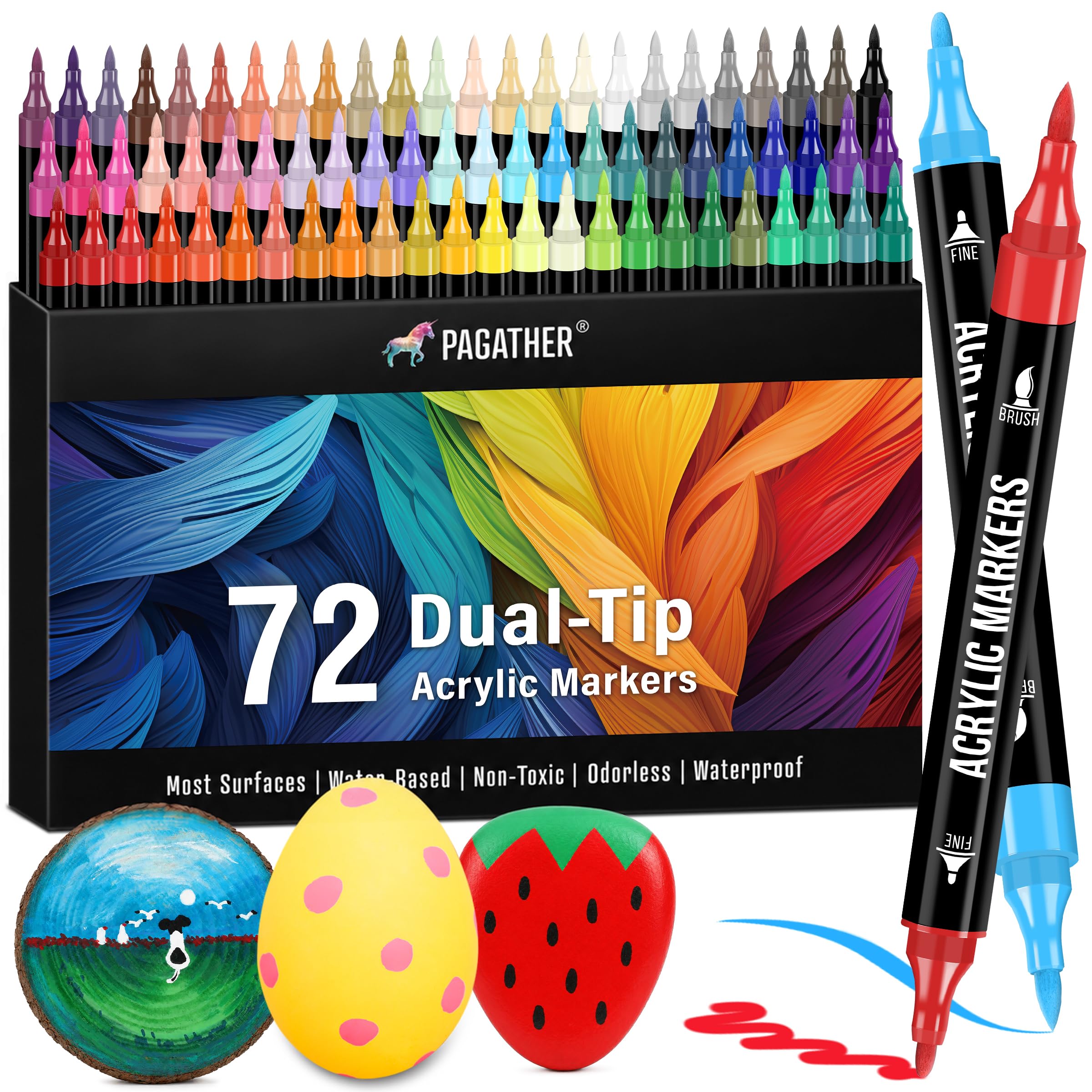Amazon.com: Pagather 72 Colors Acrylic Paint Markers, Dual Tip